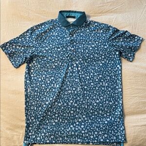 Greyson Teal and White Patterned Golf Polo shirt